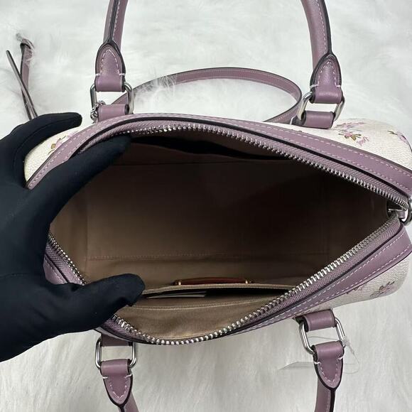 Coach Rowan Satchel Bag Crossbody With Floral Print CAL58 Chalk Multi NWT - Picture 9 of 10